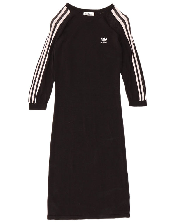 ADIDAS 3/4-ærmet trøjekjole til kvinder UK 14 Medium Black Rayon