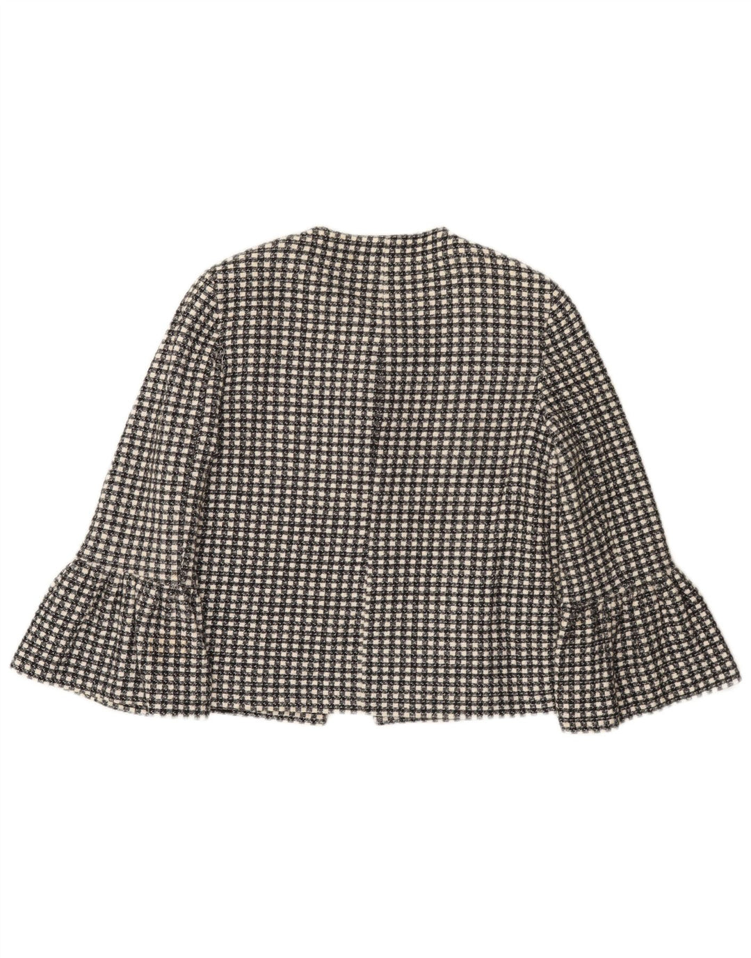 Zara Dame 1 knap 3/4 ærmet blazerjakke UK 10 Small Black Check