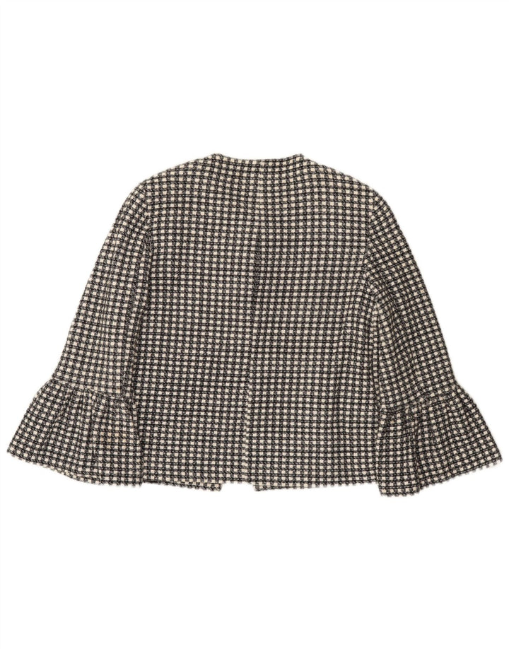 Zara Dame 1 knap 3/4 ærmet blazerjakke UK 10 Small Black Check