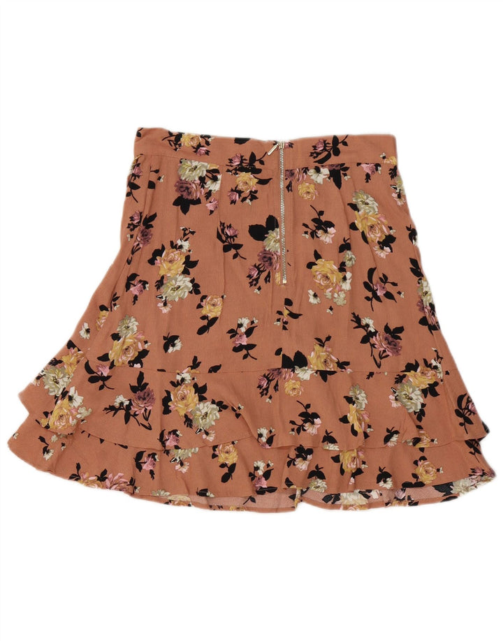 Oasis Dame Mini Nederdel UK 8 Small W28 Pink Floral Viscose