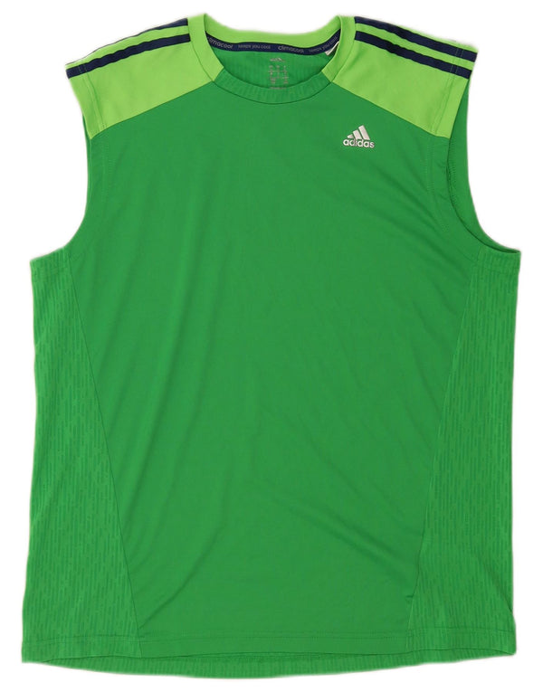 Adidas Herre Climacool Vest Top Stor Grøn Colourblock Polyester