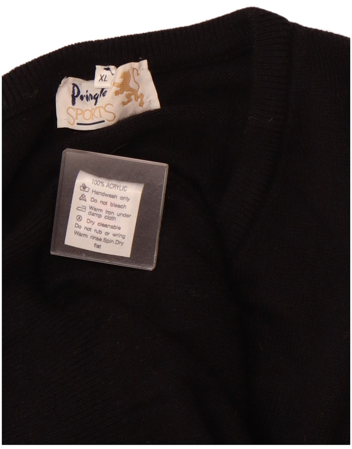 PRINGLE Herre V-hals sweater XL Sort Argyle/Diamond Akryl