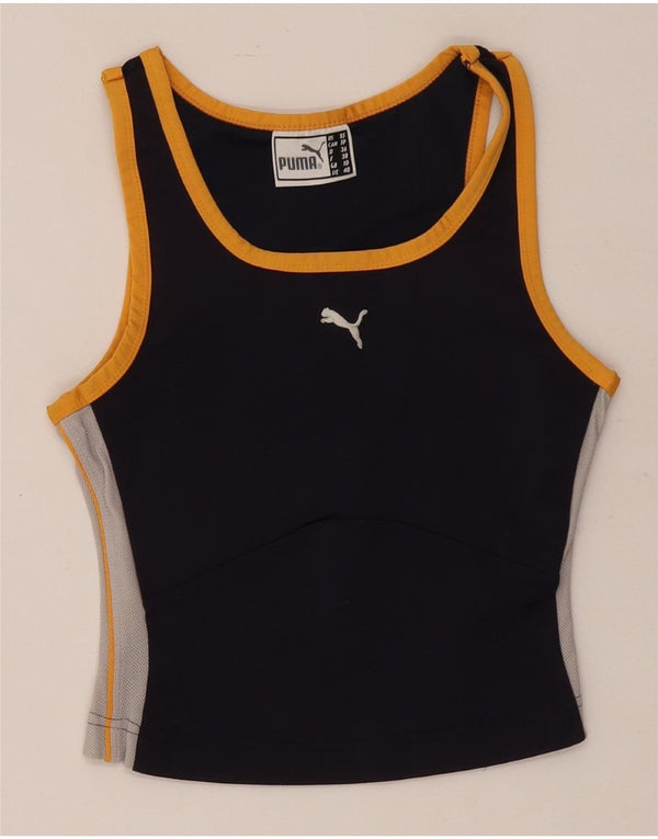 Puma Womens Crop Vest Top UK 10 Small Black Colourblock Polyester