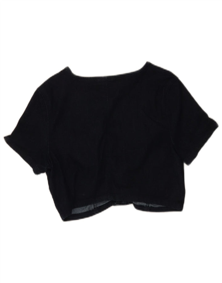 Guess Dame Denim Crop Top UK 12 Medium Navy Blue Bomuld