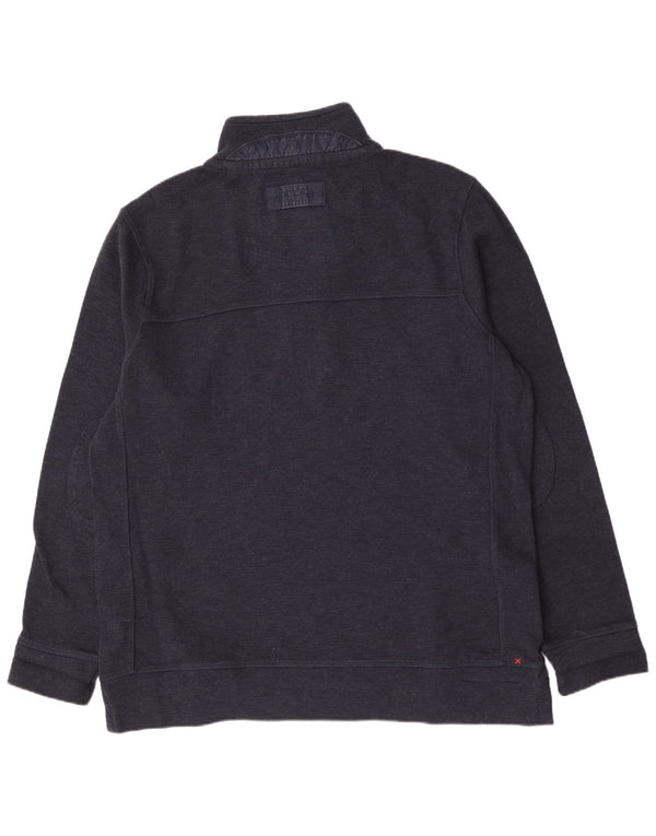 Fat Face Herre Button Neck Jumper Sweater XL Navy Blue Bomuld Classic