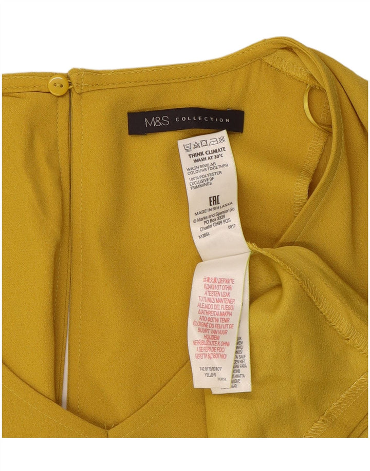 Marks & Spencer Dame A-Line Kjole UK 12 Medium Gul Polyester