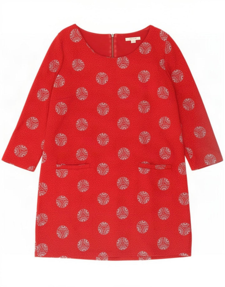 White Stuff Womens 3/4-ærmet basiskjole UK 12 Medium Rød Geometrisk