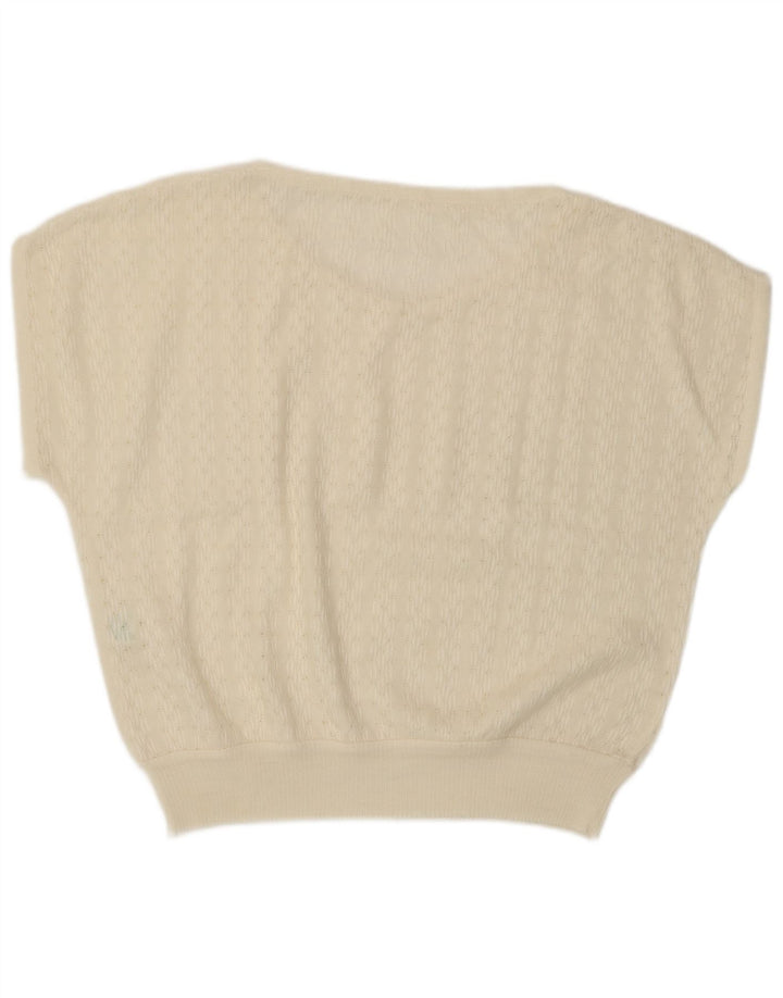 VINTAGE Dame Kortærmet V-hals sweater IT 46 Large White