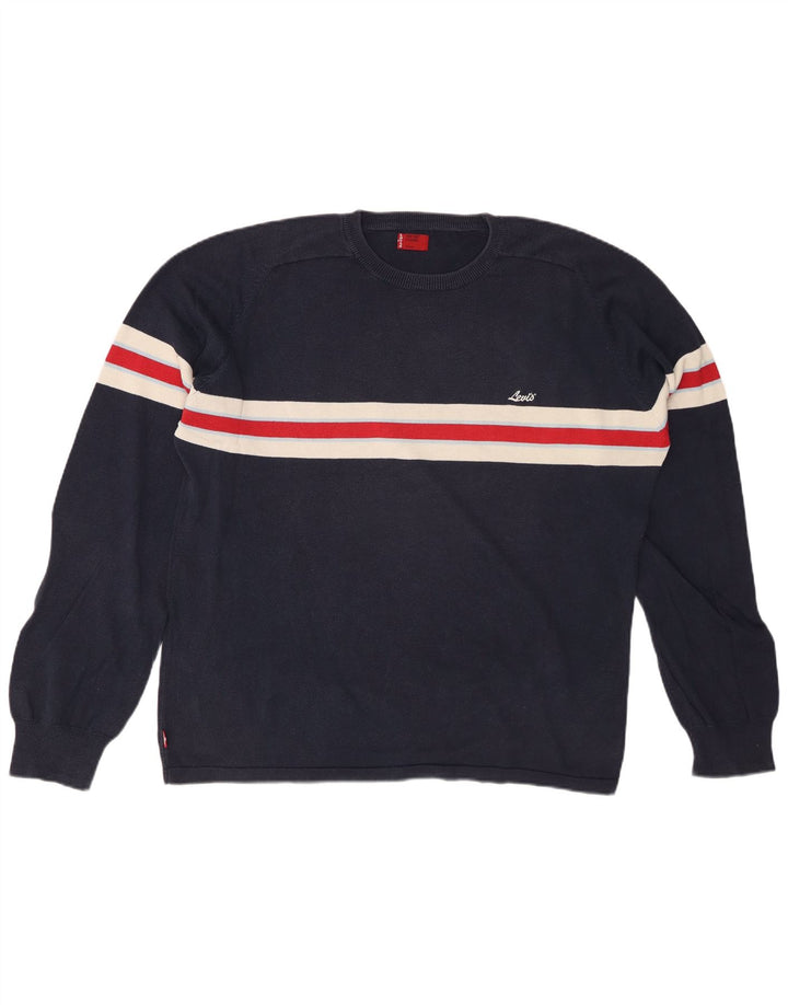 LEVI'S Herre sweater med rund hals XL marineblå stribet
