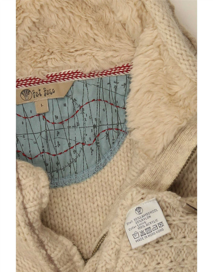 Fat Face Herre Zip Neck Jumper Sweater Stor Beige Flecked Lammeuld
