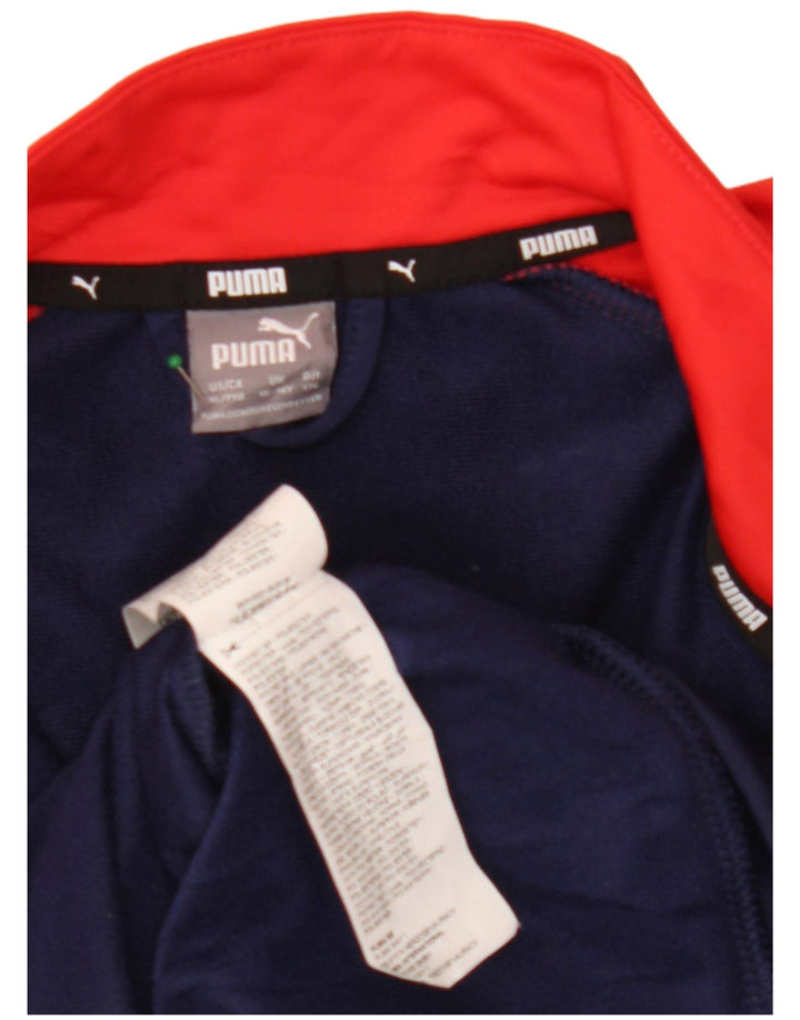 PUMA Boys Graphic Tracksuit Top Jacket 15-16 Years Navy Blue Colourblock