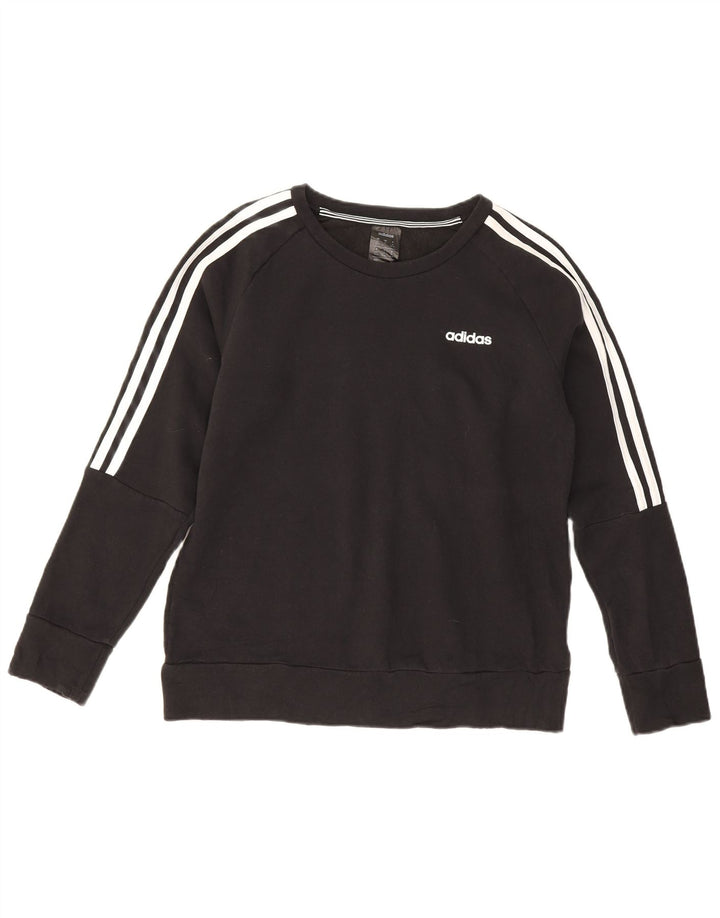Adidas Dame Sweatshirt Jumper UK 12/14 Medium Sort Bomuld