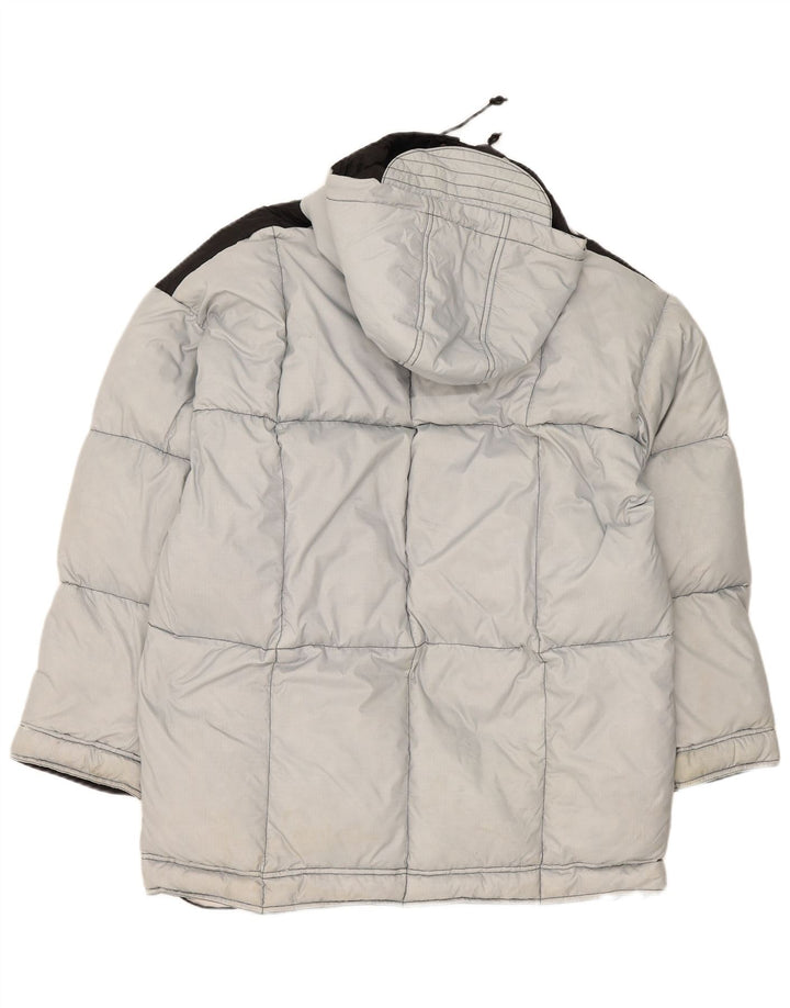Vintage Herre Hætte Loose Fit Skijakke EU 48 Medium Grå Polyamid