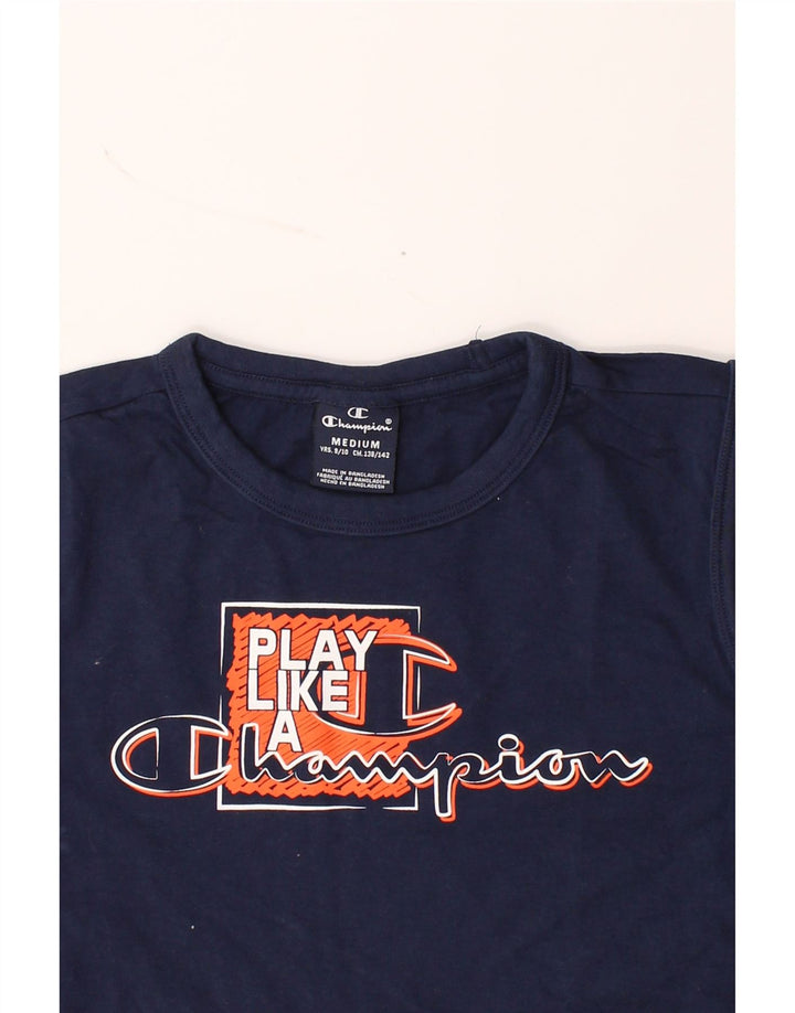CHAMPION Boys Graphic Vest Top 9-10 Years Medium  Navy Blue Cotton Vintage Champion and Second-Hand Champion from Messina Hembry 