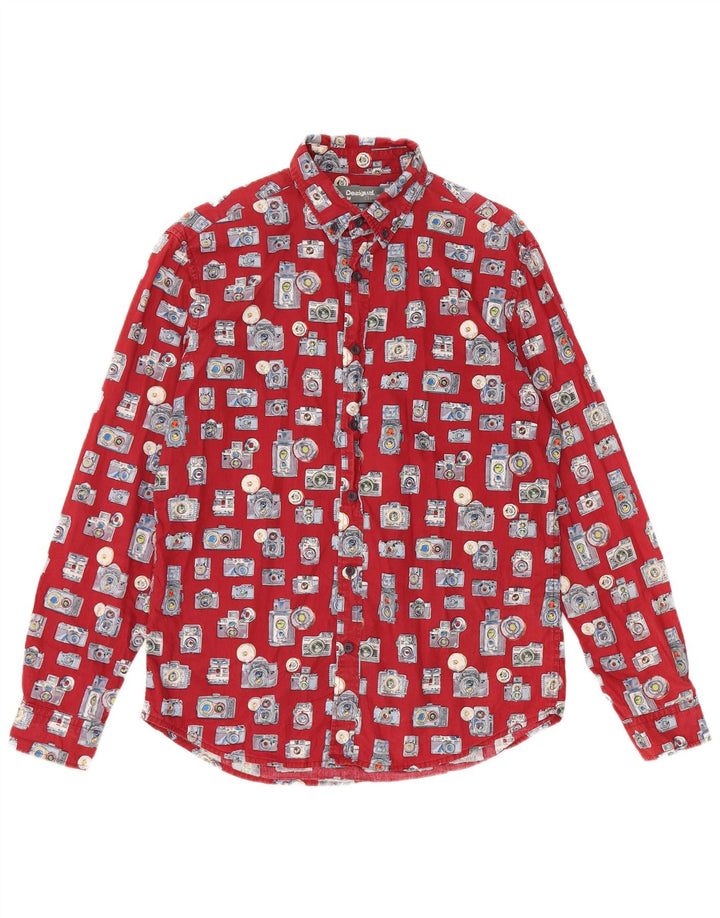 Desigual Herre abstrakt mønster Regular Fit skjorte Medium Bourgogne bomuld