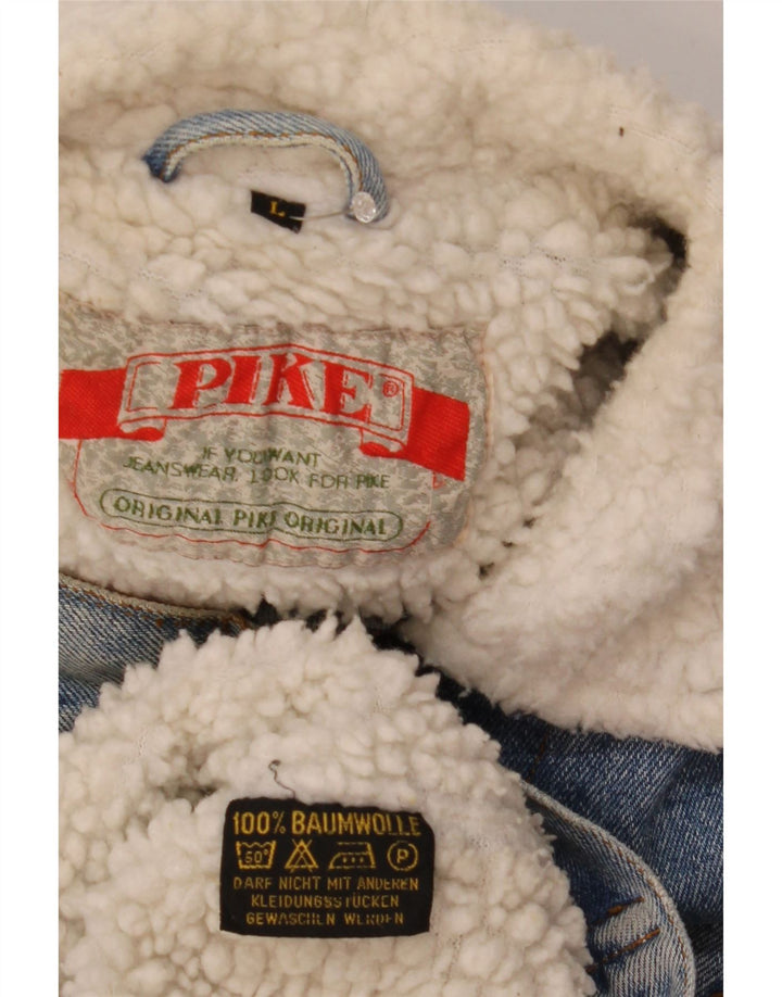 Vintage Sherpa denimjakke til mænd UK 40 Large Blue Cotton