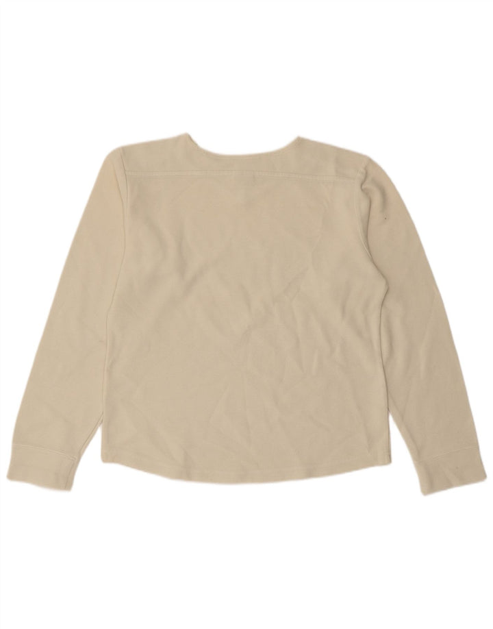 NIKE Dame Crop Top Langærmet UK 10/12 Medium Off White Bomuld