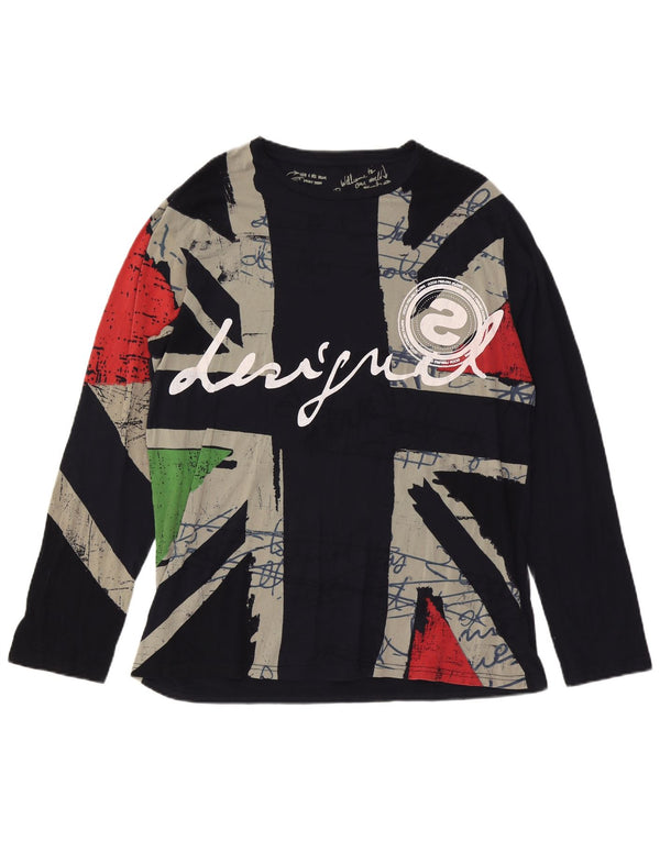 Desigual Dame Grafisk Top Langærmet UK 20 2XL Sort