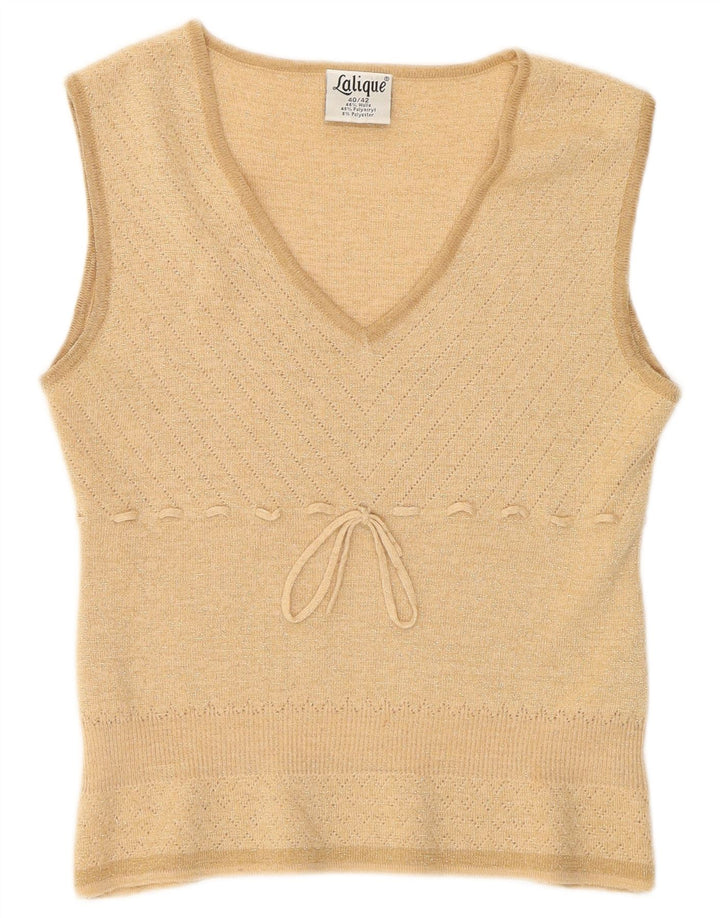 Vintage Dame Vest Tank Top IT 40/42 Lille Beige Uld