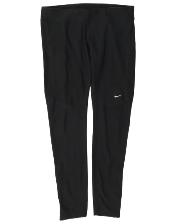 Nike Dame Dri Fit Leggings UK 14 Large Navy Blue Polyester