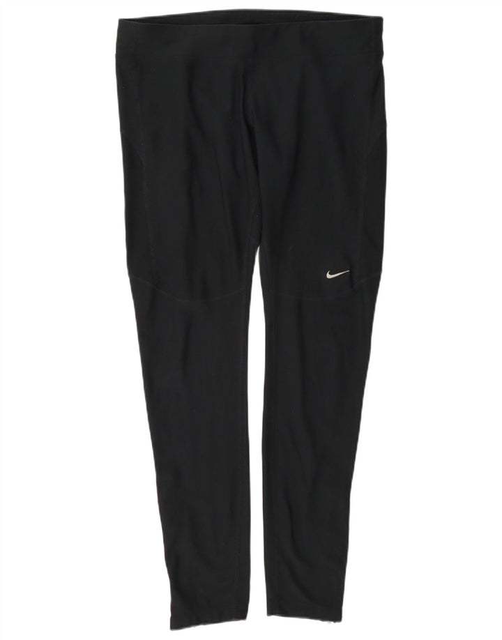 Nike Dame Dri Fit Leggings UK 14 Large Navy Blue Polyester