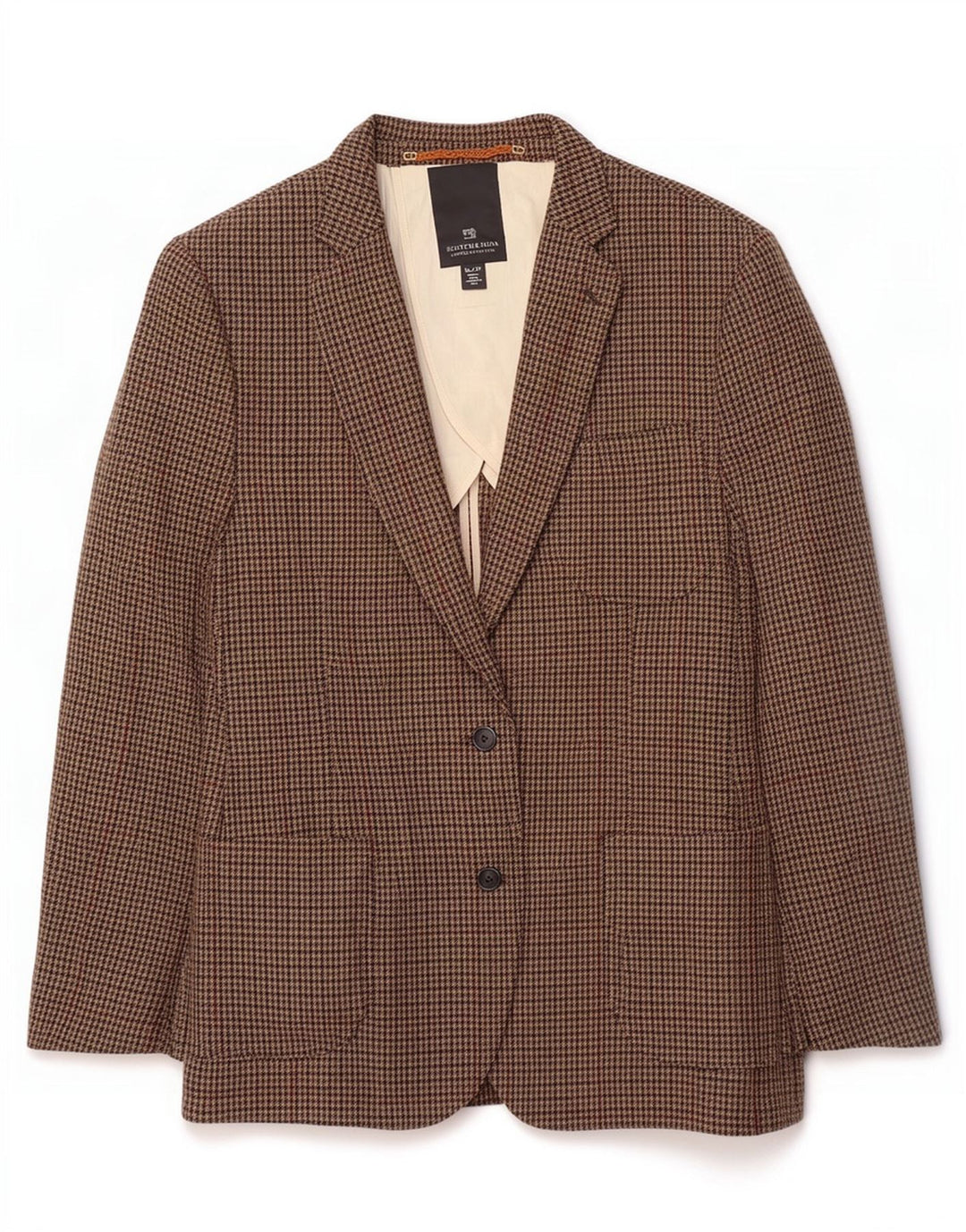 Scotch & Soda Herre 2-knaps blazerjakke IT 52 XL Brun Houndstooth Uld