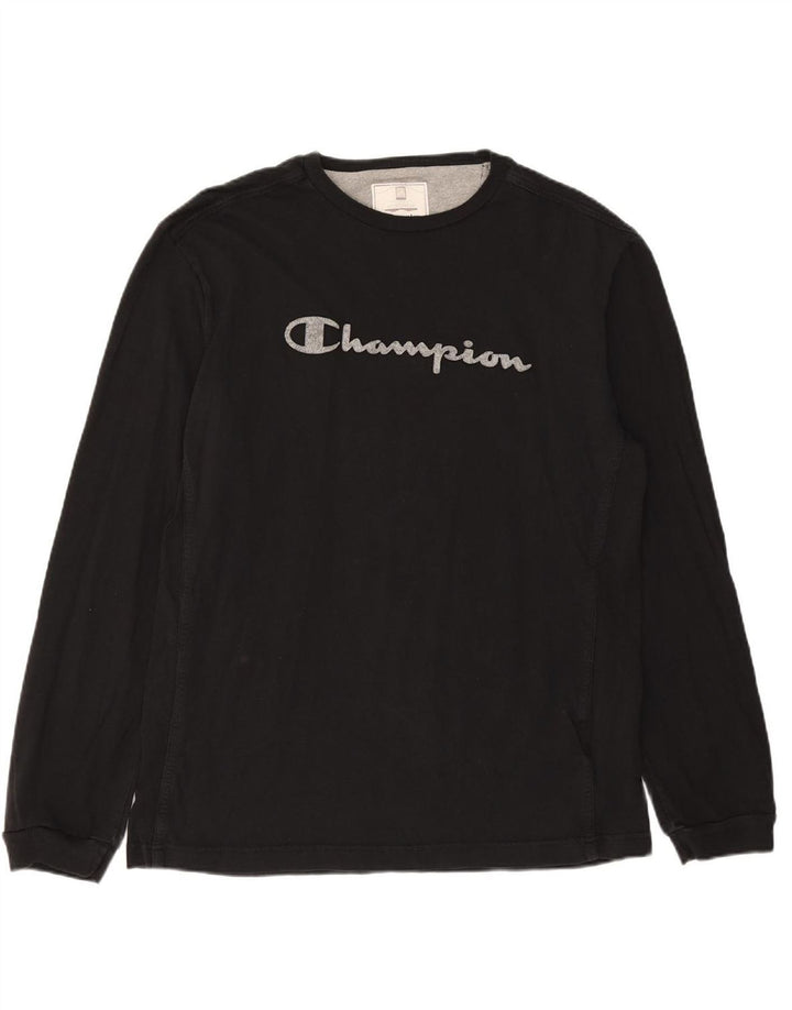 CHAMPION Mens Graphic Top Long Sleeve 3XL Black Cotton