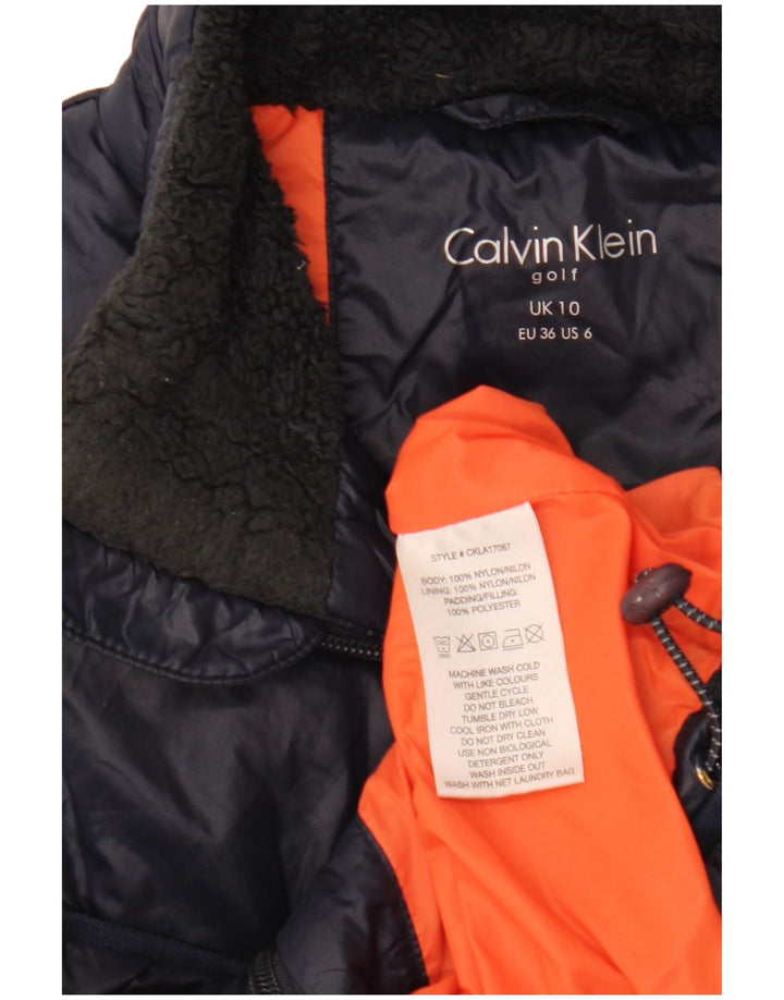 Calvin Klein Dame Gilet UK 10 Small Navy Blue Nylon