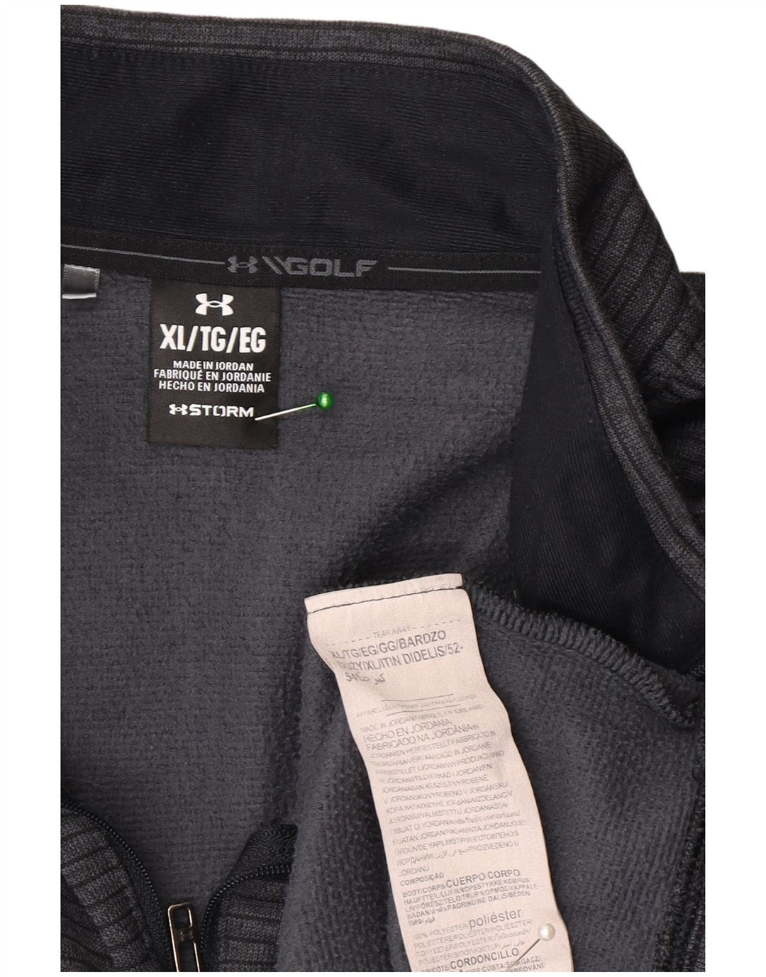 Under Armour Herre Storm-Fit Zip Neck Pullover Træningsdragt Top XL Grå Stribet
