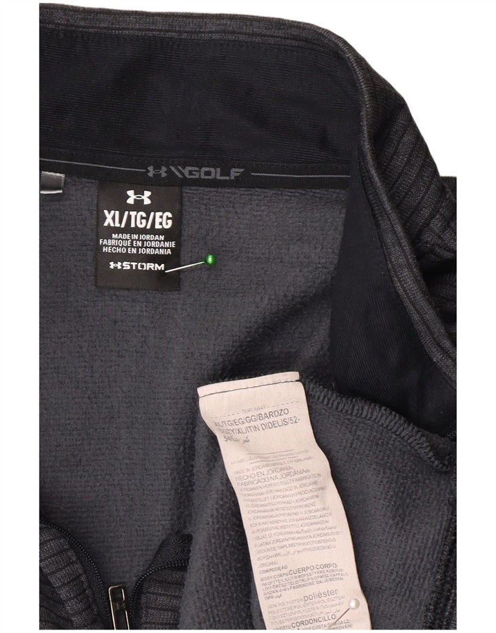 Under Armour Herre Storm-Fit Zip Neck Pullover Træningsdragt Top XL Grå Stribet