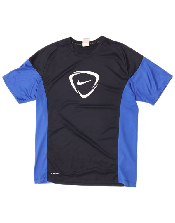 Nike Herre Dri Fit grafisk T-shirt Top Stor Marineblå Colourblock Polyester