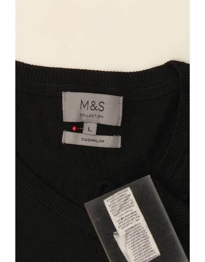 Marks & Spencer Herre V-hals sweater Stor sort akryl