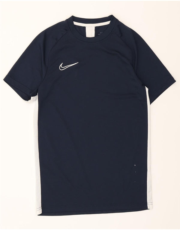 Nike Herre Dri Fit T-shirt Top Lille marineblå Colourblock Polyester