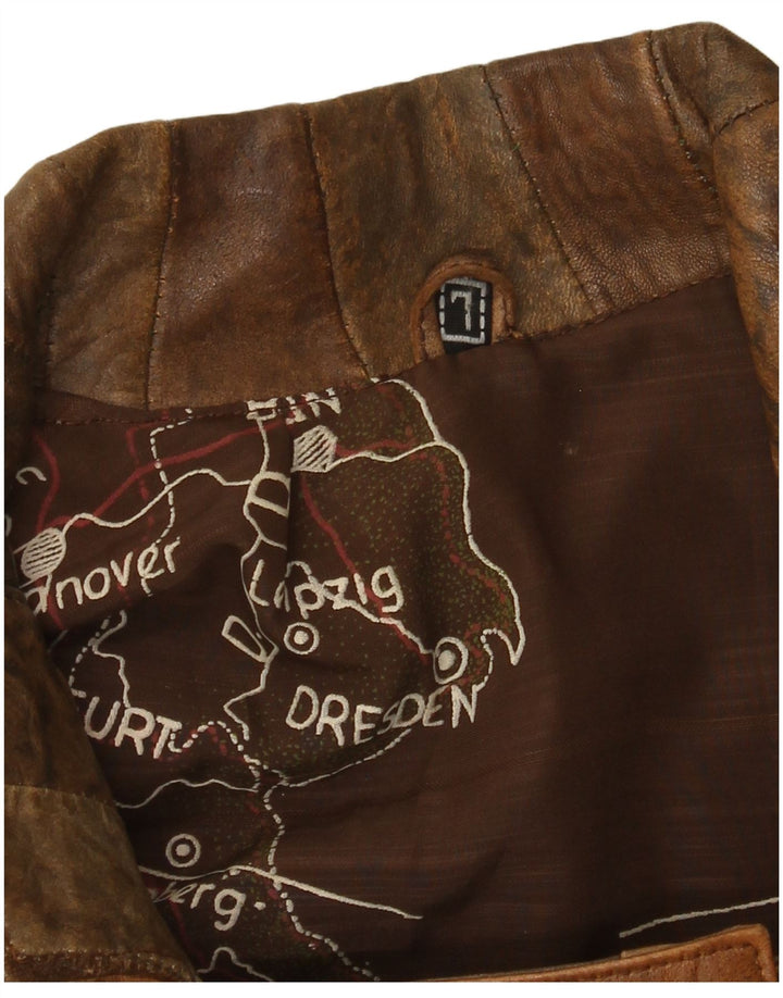 Vintage dame bomber læderjakke UK 16 Large Brown Patchwork