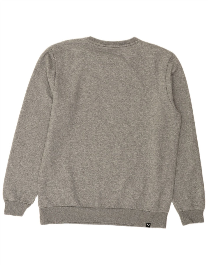 PUMA grafisk sweatshirt til mænd, stor grå flækket bomuld