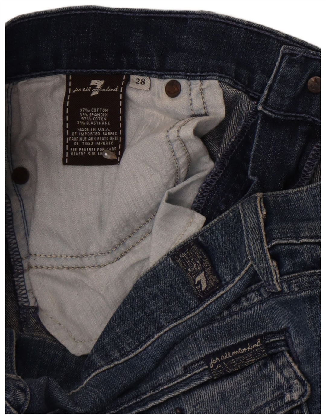 7 For All Mankind Dame Bootcut Jeans W28 L33 Blå Bomuld