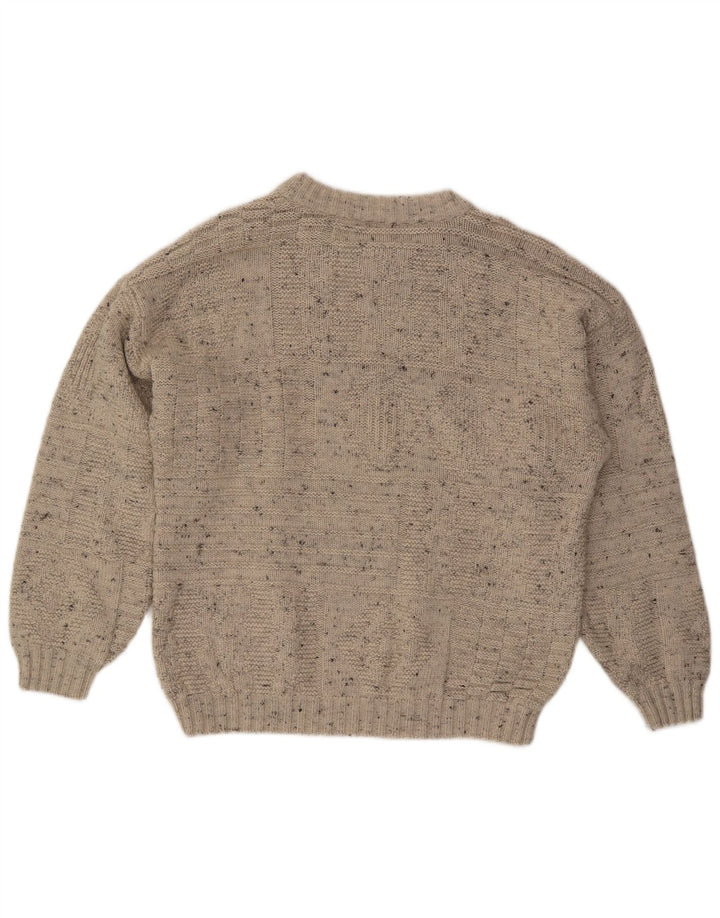 VINTAGE Herre sweater med rund hals, medium beige flækket