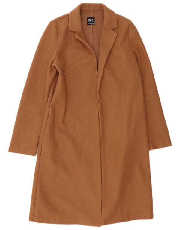 Zara Womens Open Oversized Overfrakke UK 10 Small Brown Polyester