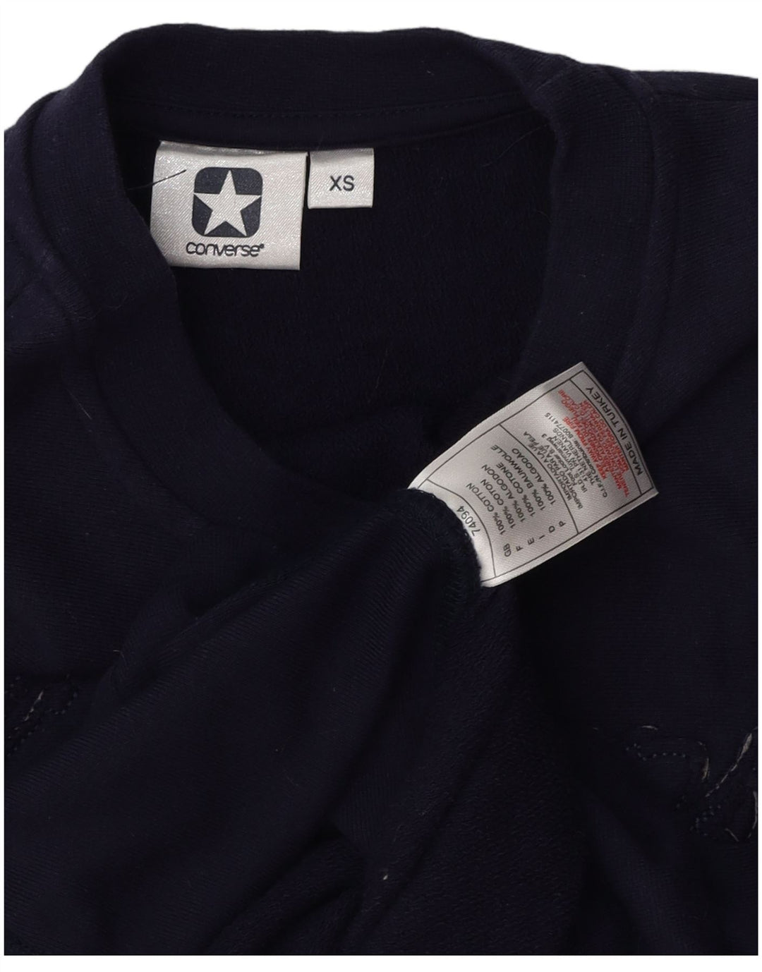CONVERSE Dame Oversized grafisk sweatshirt Jumper UK 6 XS Navy Blue