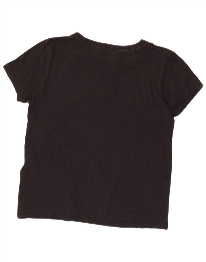 Levi's Dame Grafisk T-Shirt Top UK 14 Medium Sort Bomuld
