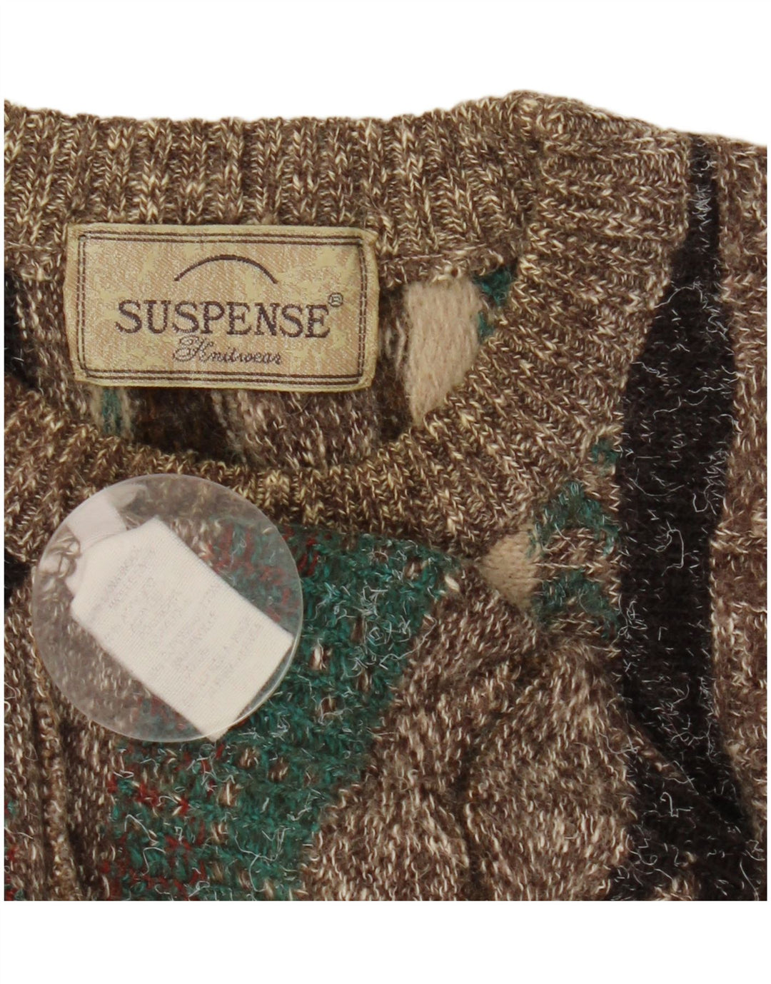 Suspence Herre Crew Neck Jumper Sweater IT 54 XL Flerfarvet Geometrisk