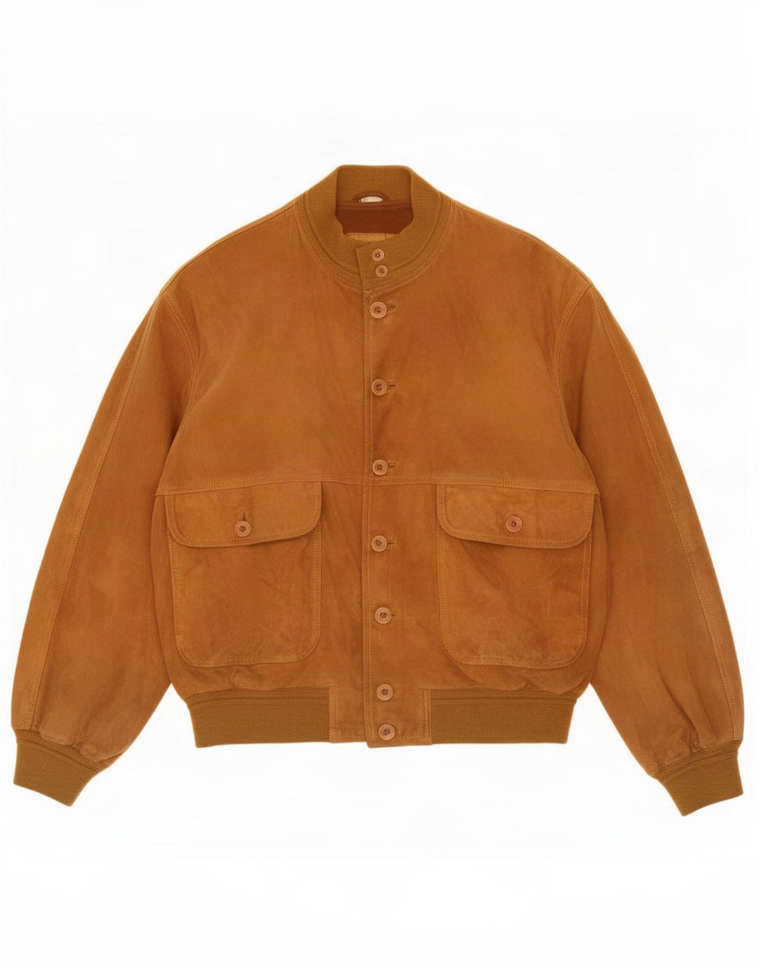 Green Leaves Herre Ruskind Bomber Jacket IT 52 XL Beige Læder