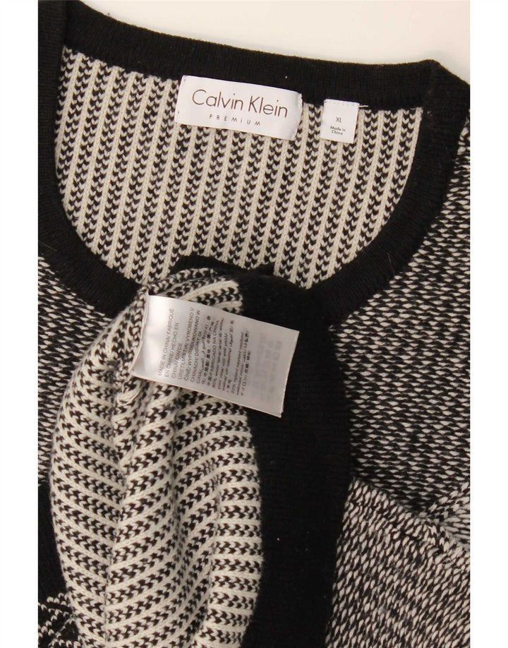 Calvin Klein Herre Crew Neck Jumper Sweater XL Grå Colourblock Uld