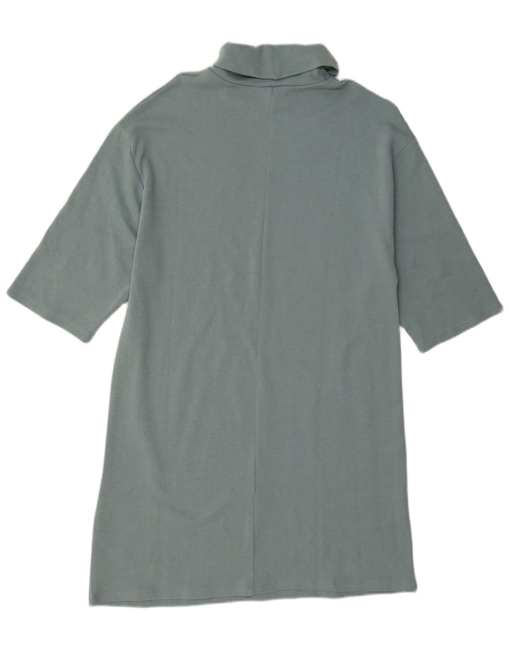 Zara Dame 1/2 ærme Skift Kjole UK 14 Medium Blå Bomuld