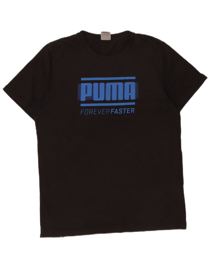 Puma Herre Grafisk T-Shirt Top Stor Sort Bomuld