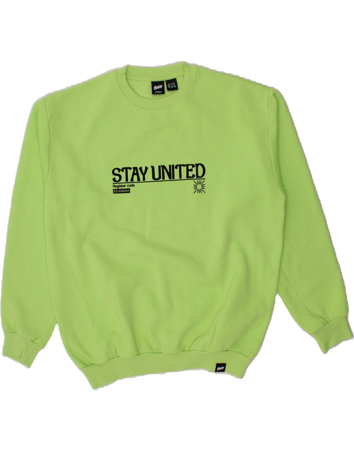 PULL & BEAR Mens Graphic Sweatshirt Jumper Medium Green Vintage Pull & Bear and Second-Hand Pull & Bear from Messina Hembry 