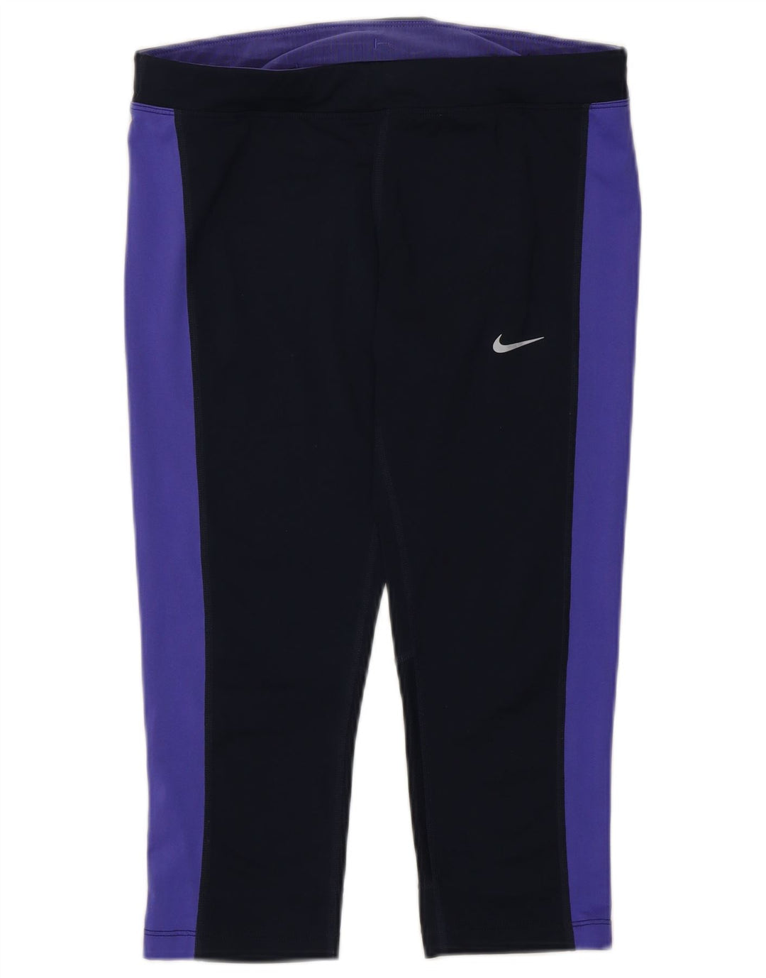 Nike Dame Dri Fit Capri Leggings UK 12 Medium Navy Blue Colourblock