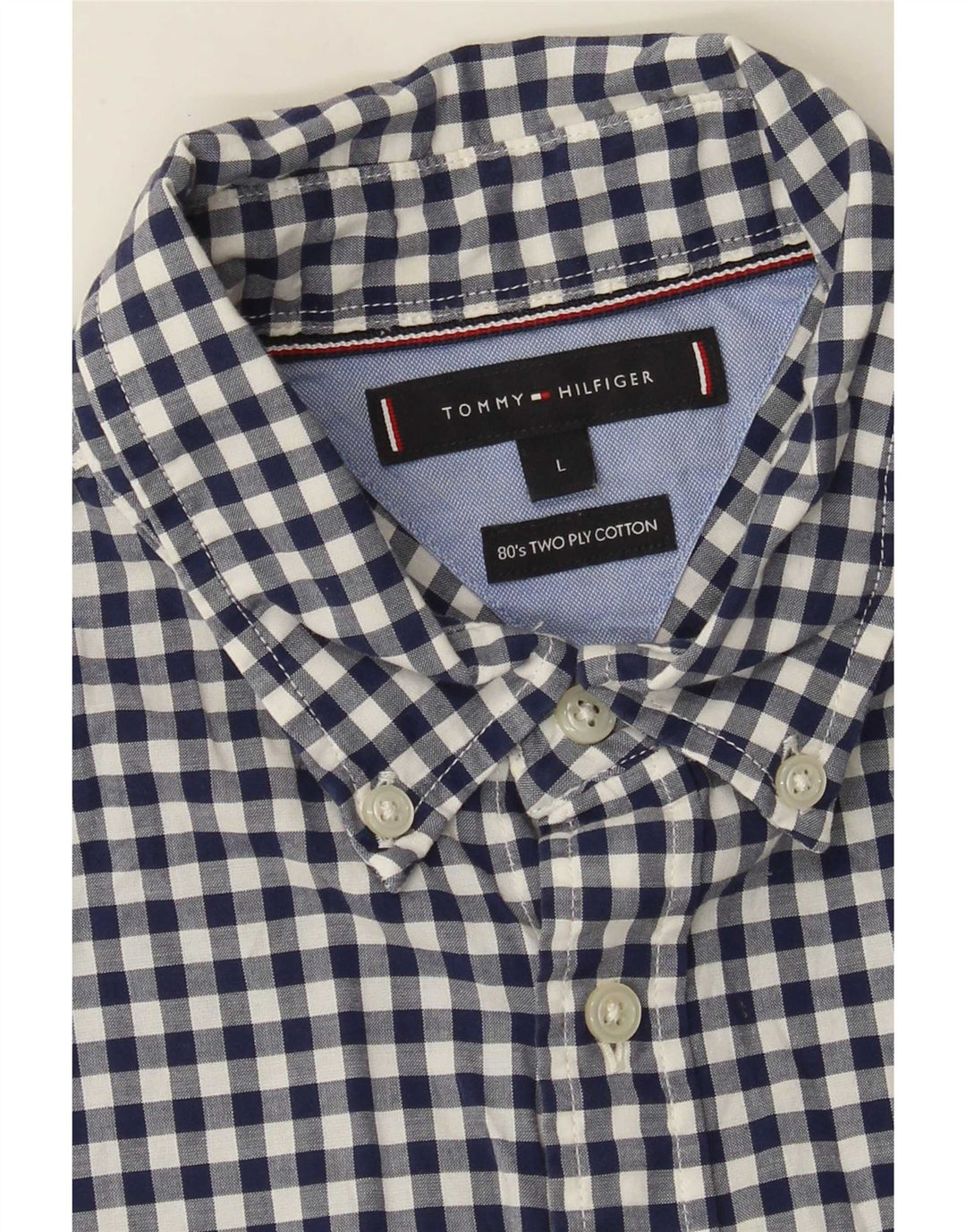 Tommy Hilfiger Herreskjorte Stor marineblå Gingham Bomuld