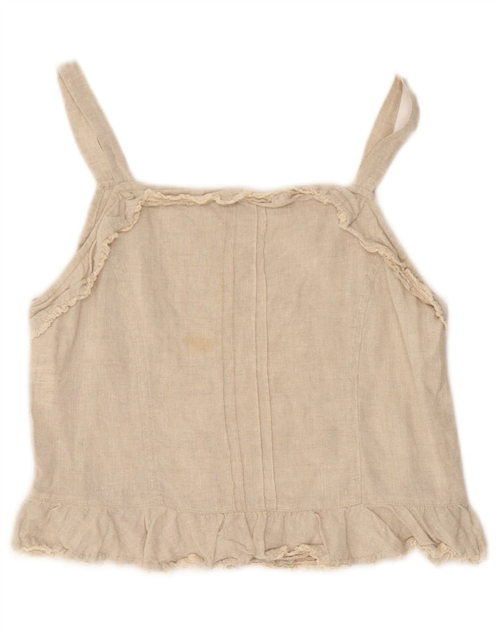 ALVIERO MARTINI Dame Crop Cami Top UK 14 Large Beige Linen