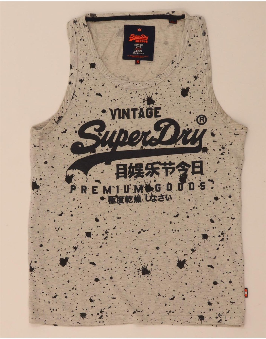 Superdry Herre grafisk vest Top Lille grå plettet bomuld